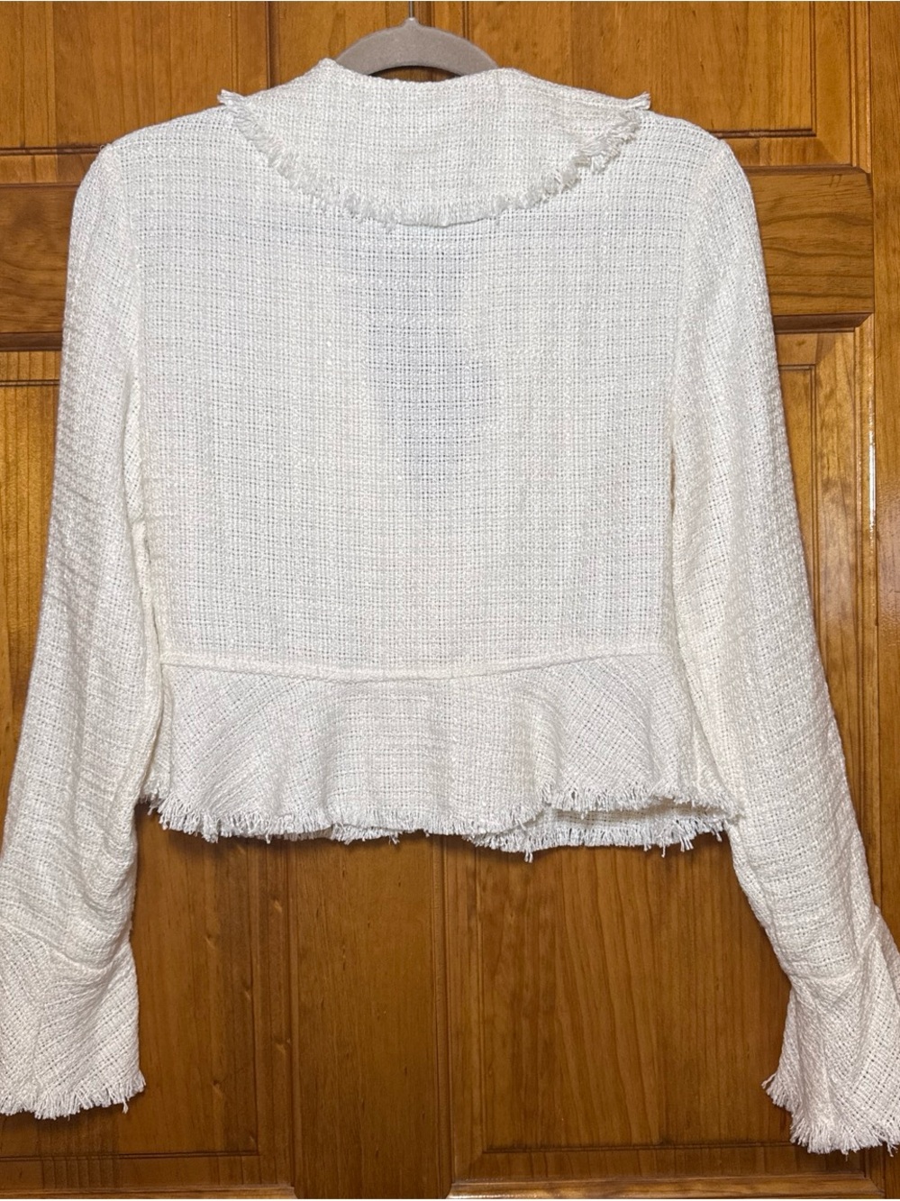 Ivory Ruffled Tweed Jacket - Picture 2 of 6